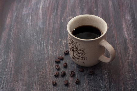 coffee espresso on the vintage table, selective focus