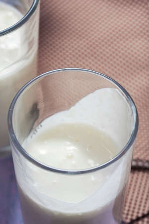 Homemade yoghurt in  glass beaker. selective focusの写真素材