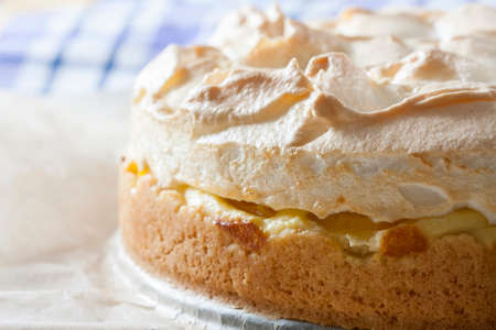 Cheesecake with meringue. Selective focusの写真素材