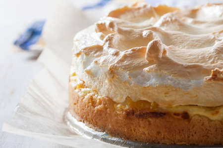 Cheesecake with meringue. Selective focusの写真素材