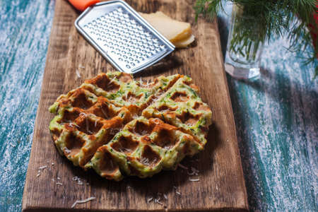 Zucchini Waffle. Selektive fofusの写真素材