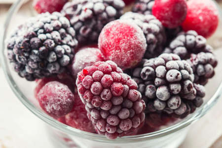 Frozen berries close-up. Selective focusの写真素材