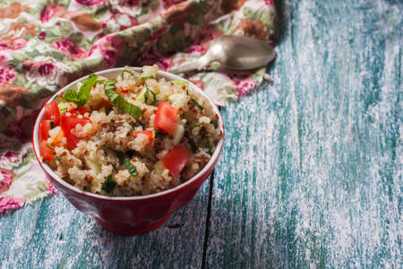 Quinoa with vegetables, selective focusの写真素材