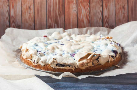 Blueberry cake with the addition of meringue. Selective focusの写真素材