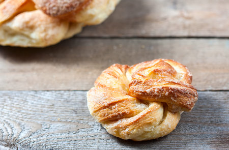 Kanelbulle - swedish homemade yeasted buns. Selective focus