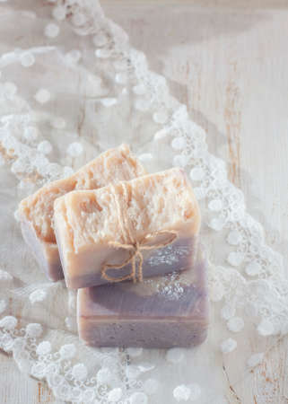 Natural handmade soap with vanilla. Spa. Selective focusの写真素材