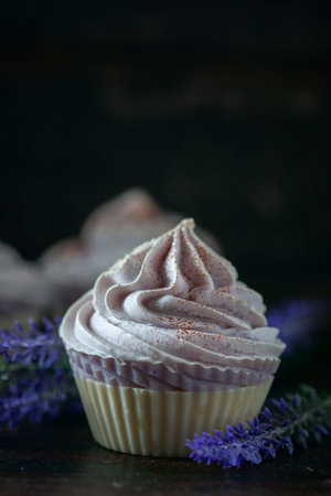 Natural soap cupcakes with lavender.の写真素材