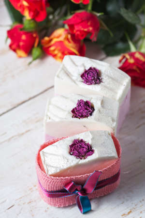 Natural handmade soap with rose. Spa. Selective focusの写真素材