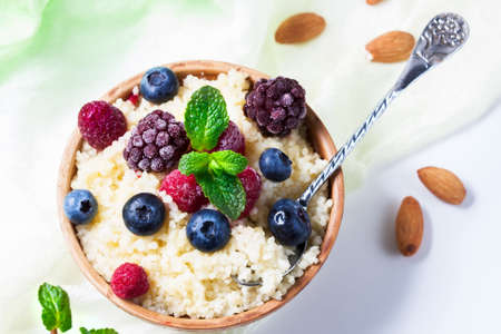 Healthy couscous salad with berries.の写真素材