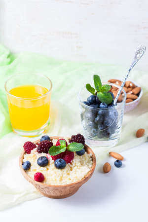 Healthy couscous salad with berries.の写真素材