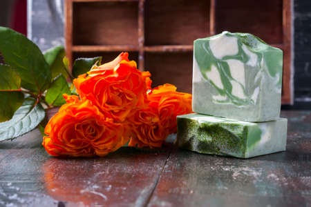 Natural handmade soap with rose. Spa. Selective focusの写真素材