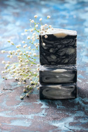 Handmade natural soap with bamboo charcoal. Selective focusの写真素材