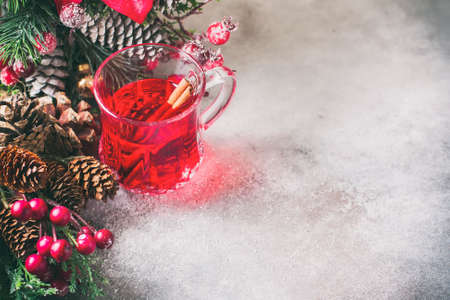 Christmas drink with spices. Christmas compositionの写真素材