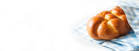 Homemade challah bread, selective focus. Traditional breadの写真素材