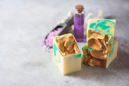 Organic handmade soap, spa concept. Selective focus