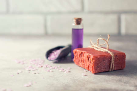 Organic handmade soap, spa concept. Selective focusの写真素材