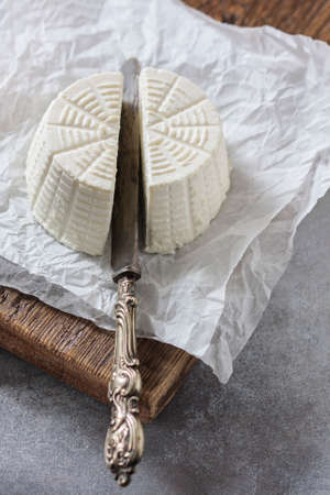 Homemade Fresh Feta Cheese close-up. Selective focusの写真素材