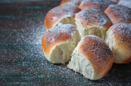 Homemade challah bread, selective focus. Traditional breadの写真素材