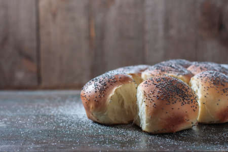 Homemade challah bread, selective focus. Traditional breadの写真素材
