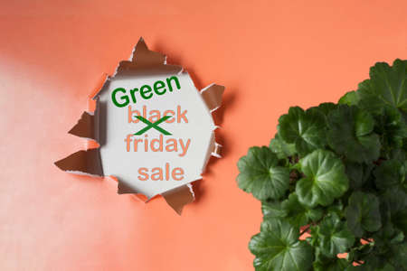 Green black friday. Selective focus, copy spaceの写真素材