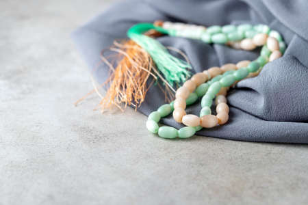 Muslim cheng chof christmas tree fabric. Islamic concept. Poster, banner, postcard. Selective focus.の写真素材