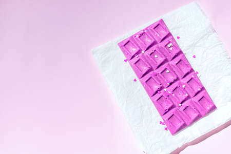 Handmade purple chocolate made with Filipino superfood yam or ube. Selective focusの写真素材