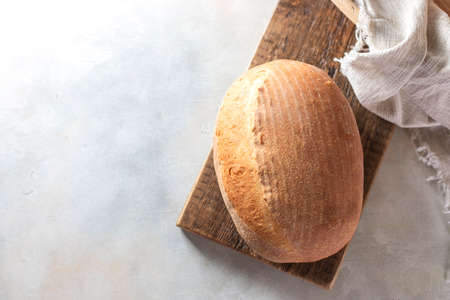 Sourdough bread. Freshly baked organic wheat bread. Selective focus, copy spaceの写真素材