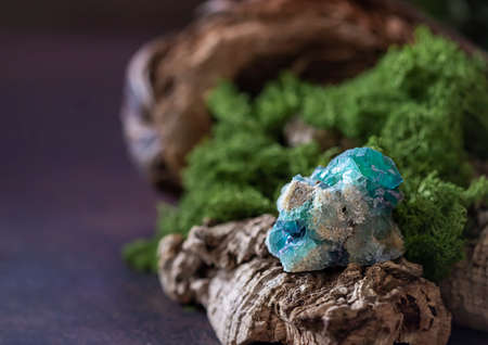Minerals, crystal on nature background. Crystal Ritual, Healing Crystals. Natural gemstones. Gemstones are full of healing energy and good vibes. Selective focus, copy space.の写真素材