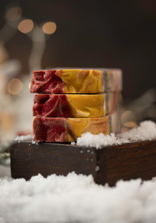 Organic homemade natural soap. Concept of home natural organic skin care. Spa treatments.の写真素材