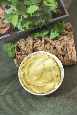 Face and body butter cream. Homemade spa cosmetic recipe. DIY cosmetics. Spa treatments. Selective...