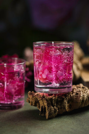 Pink gel candle in a glass.の写真素材