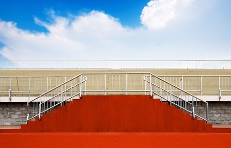 Empty metal stadium bleachers for an eventの写真素材