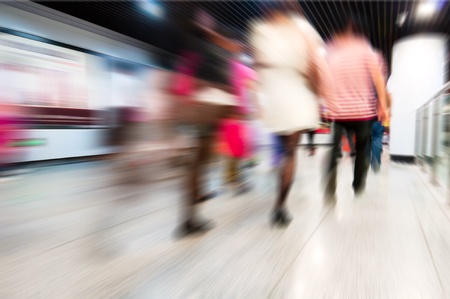 abstract zooming passengers in subwayの写真素材