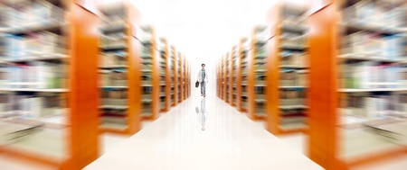 Asian men in the libraryの写真素材