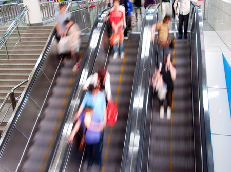 Luxury escalator going up in a modern Building
