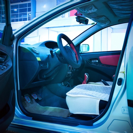 New car auto show, car cab interior.の写真素材