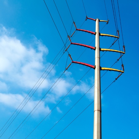 Cable wire rod under the blue sky backgroundの写真素材