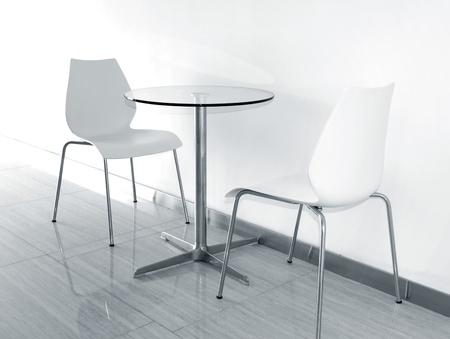 Two chairs and glass coffee tableの写真素材