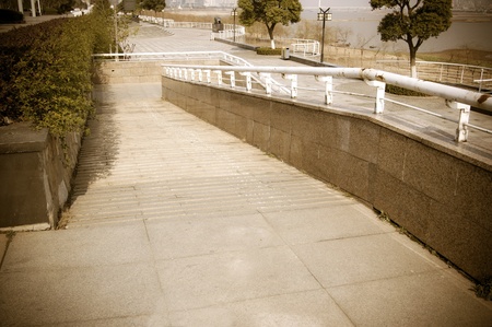 using wheelchair ramp(Barrier-free access)の写真素材