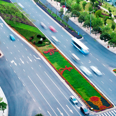 Birdview on the street in big cities