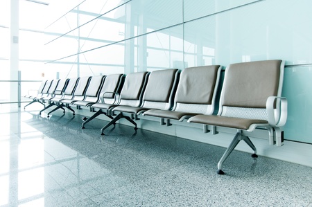 Bench in the shanghai pudong airport.interior of the airport.のeditorial素材