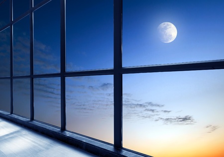 Window of the sky and the moonの写真素材