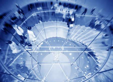 modern glass spiral staircase in shop with motion stepのeditorial素材