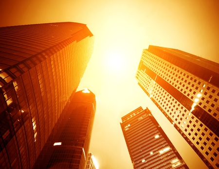 Shanghai, China, city skyscrapers at night.のeditorial素材