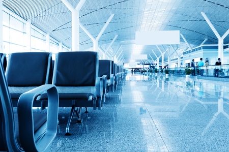 Bench in the shanghai pudong airport interior of the airport のeditorial素材