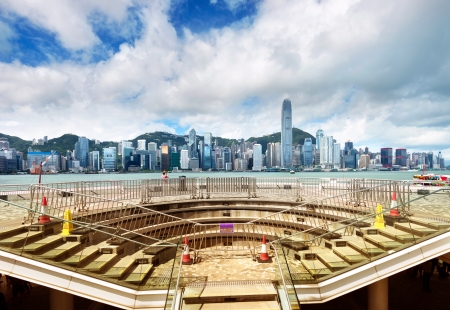 hong kong victoria harbourの写真素材