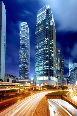 Hong Kong night, the cityのeditorial素材