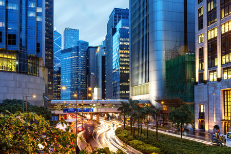 Hong Kong night, the city's modern high-rise.