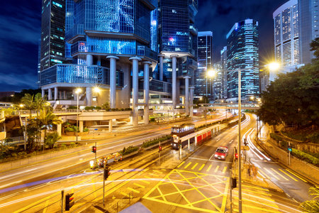 Hong Kong night, the city's modern high-rise.