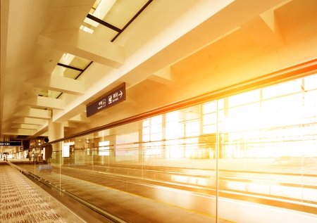 Escalator ,interior of the shanghai pudong airport .のeditorial素材